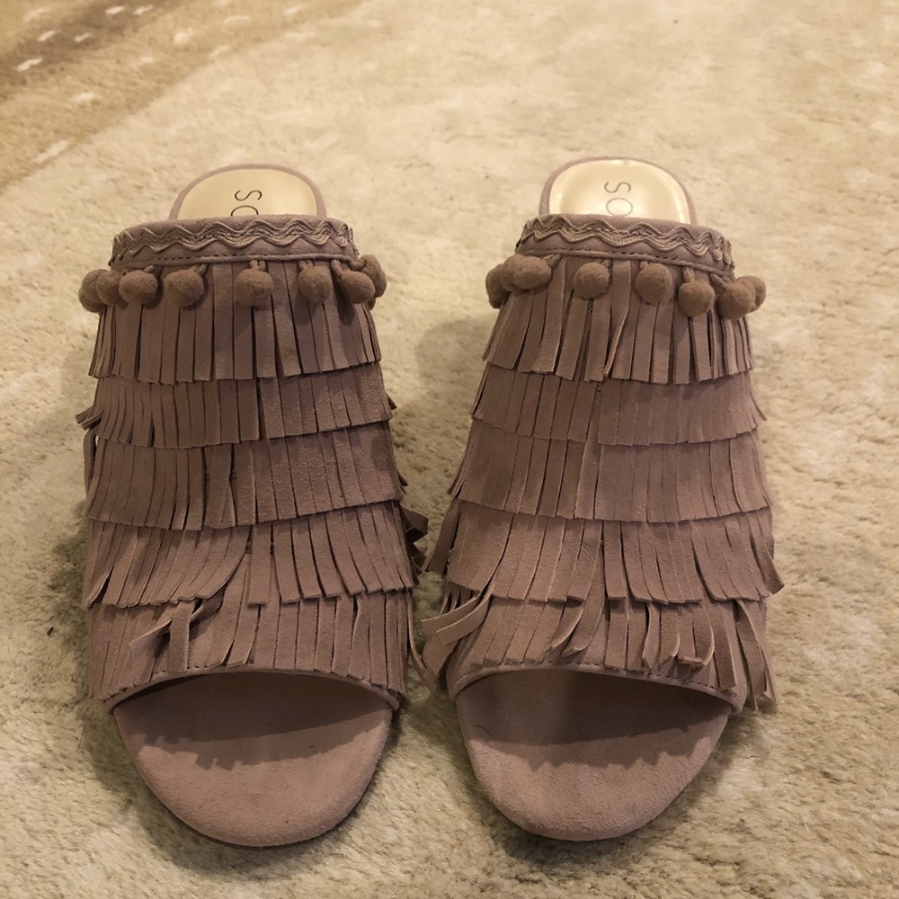 Sole Society Fringe Block Heels